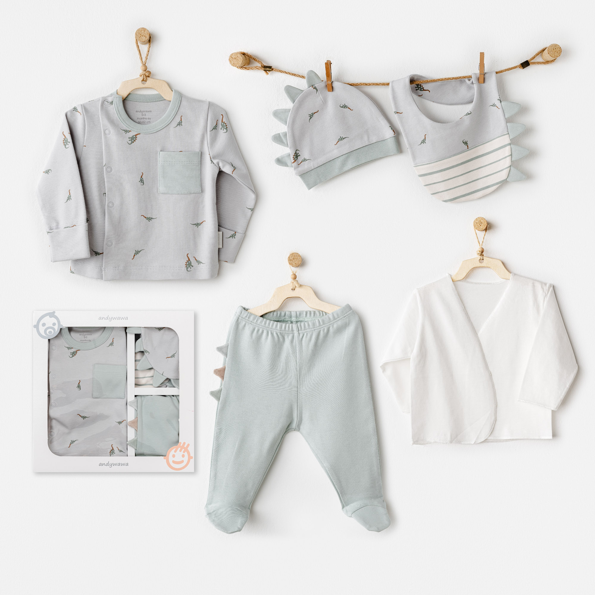 Bebek Hastane Çıkışı 5 Pcs Newborn Set Mummy S Snuggle Saurus