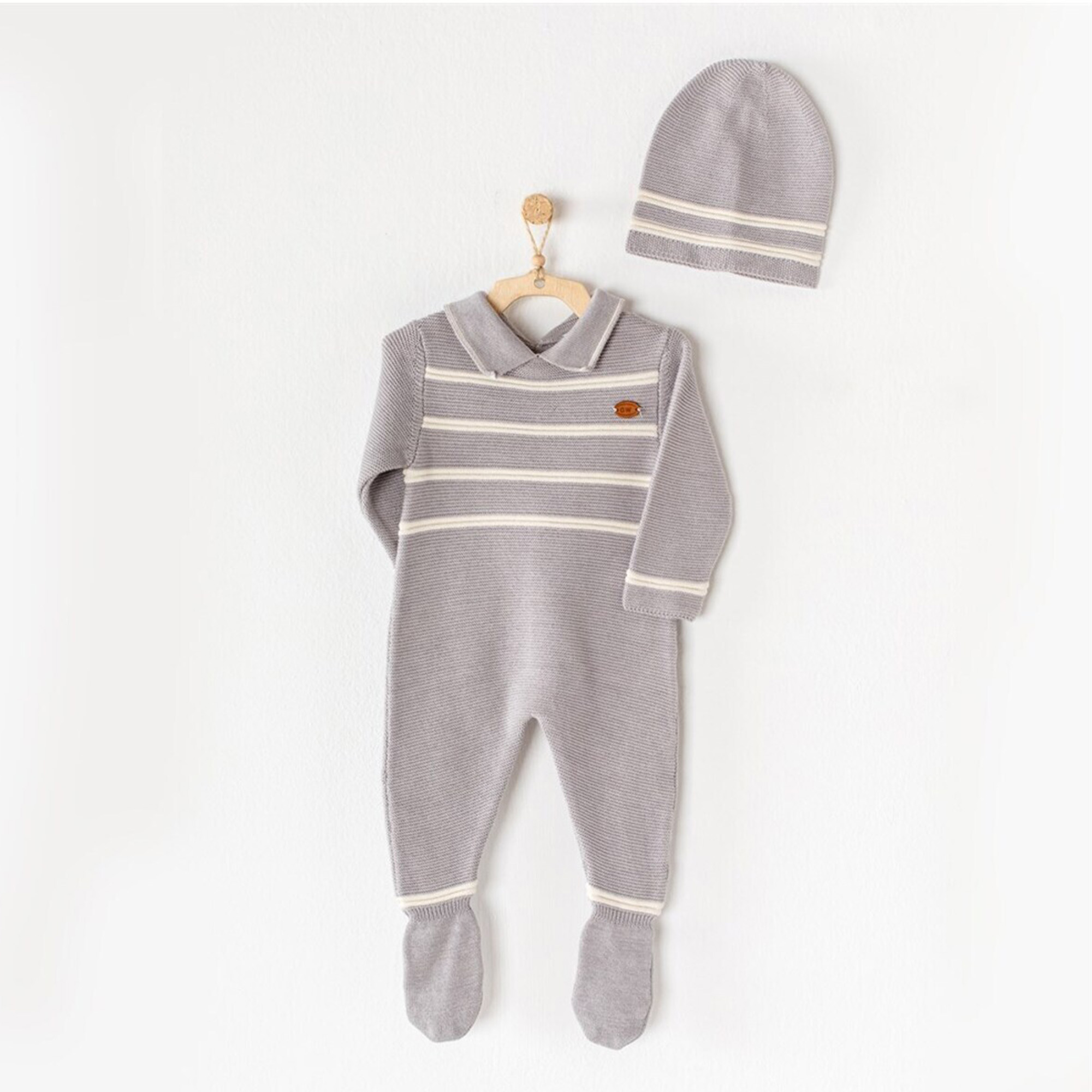 Bebek Triko Tulum Takim Romper Hat Set Knitwear