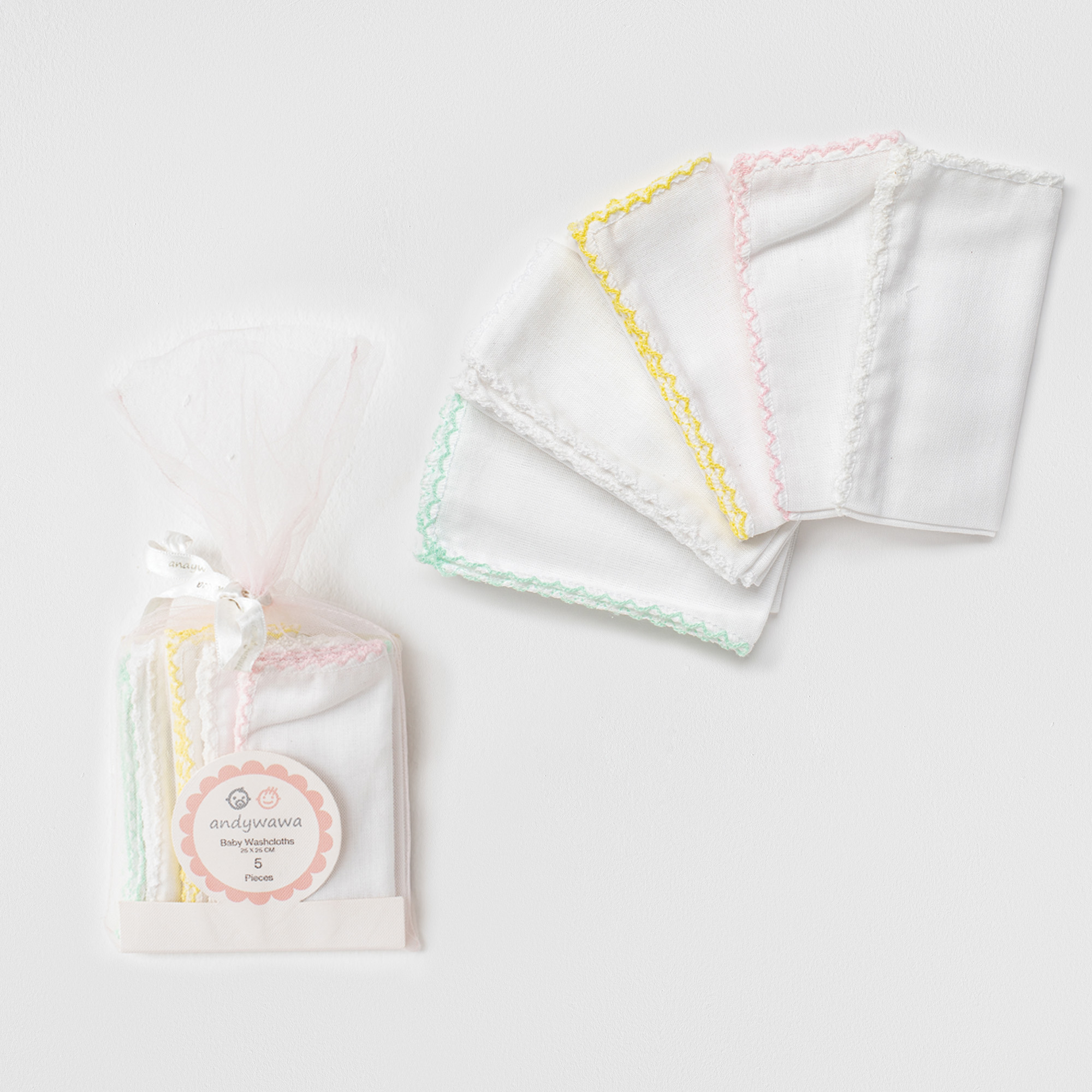 Bebek Ağiz Mendili 5 Pcs Washcloths 25X25Cm Basic