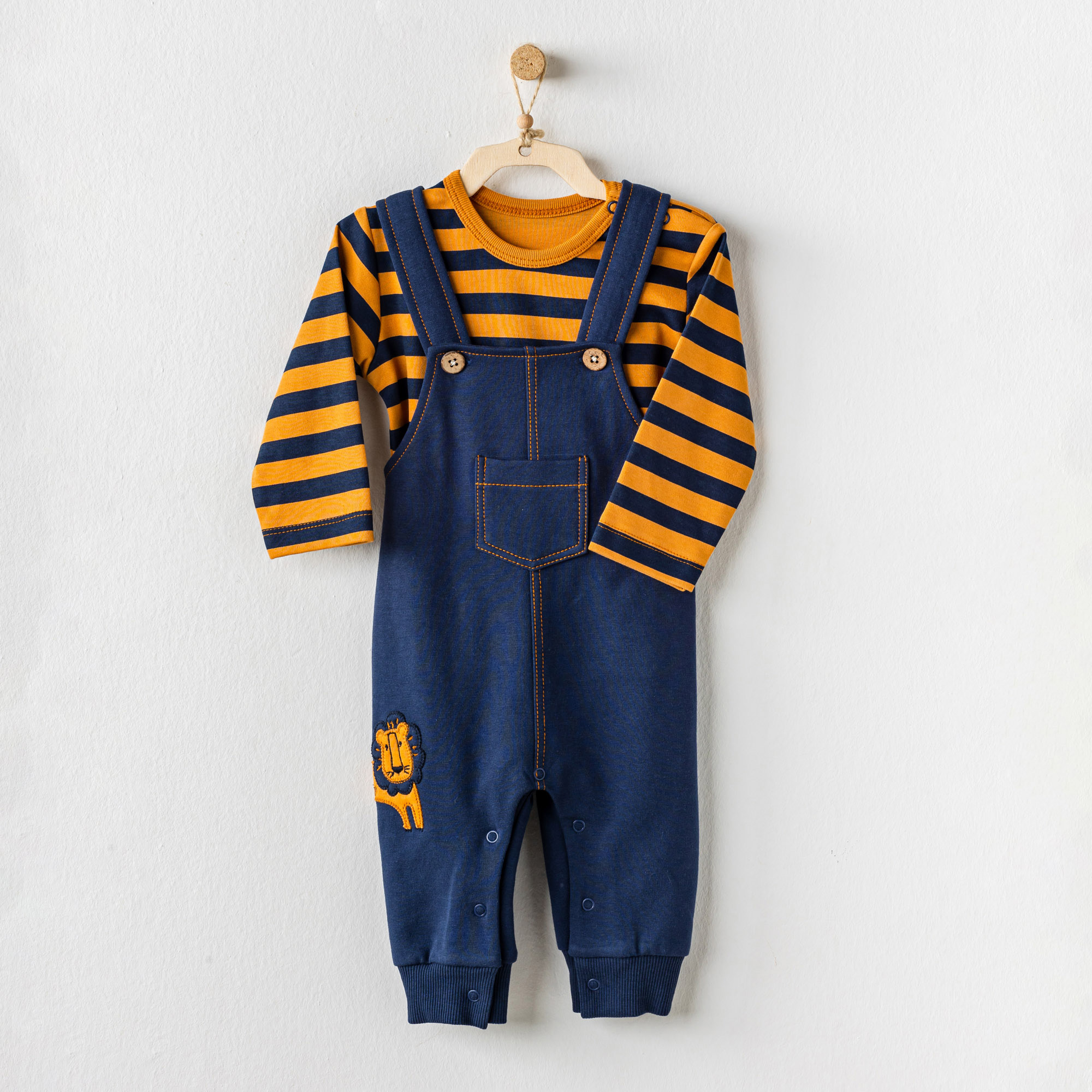 Bebek Salopet Takim Jumpsuit Set Lion
