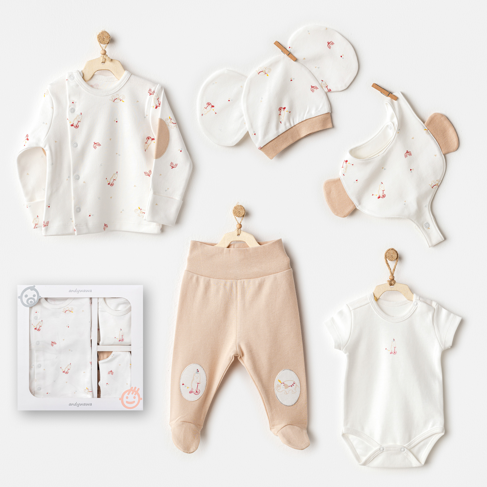 Bebek Hastane Çikişi 5 Pcs Newborn Set Circus Party