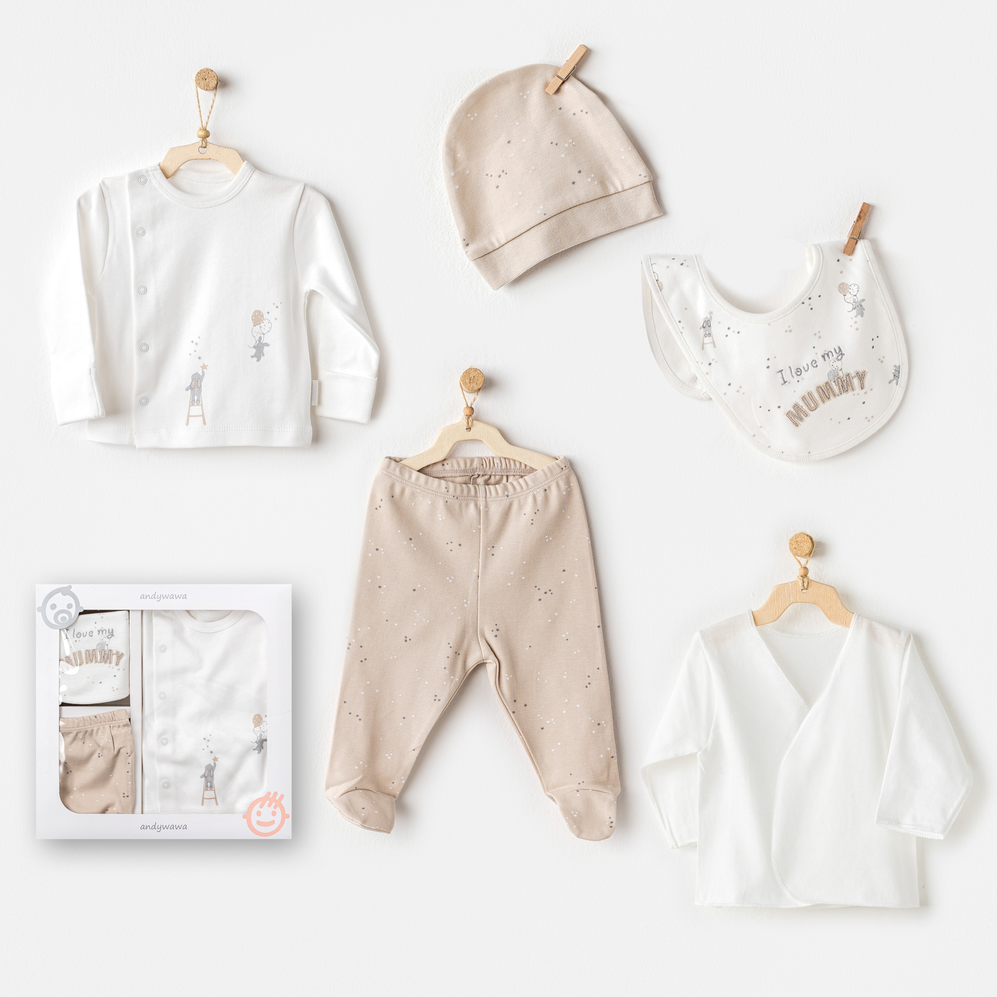 Bebek Hastane Çikişi 5 Pcs Newborn Set Happy Everyday