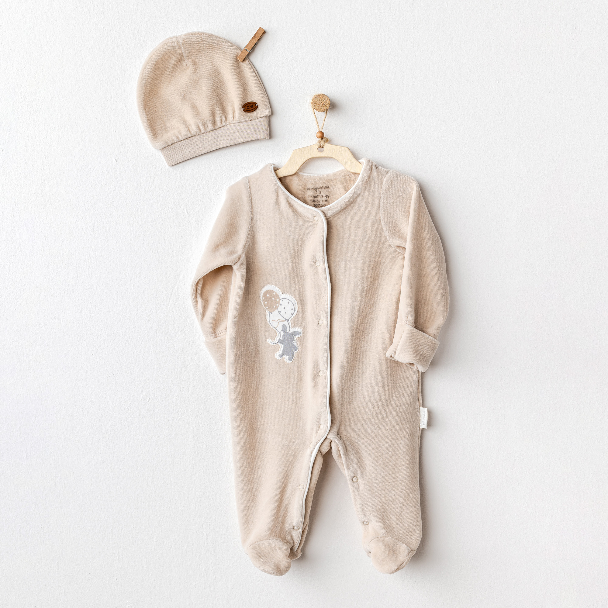 Bebek Tulum Takim Romper Hat Set Velvet Happy Everyday