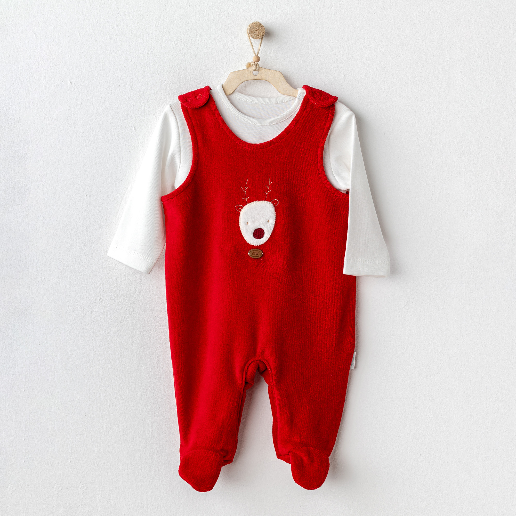 Bebek Tulum Takim Romper Set Velvet Happy Newyear