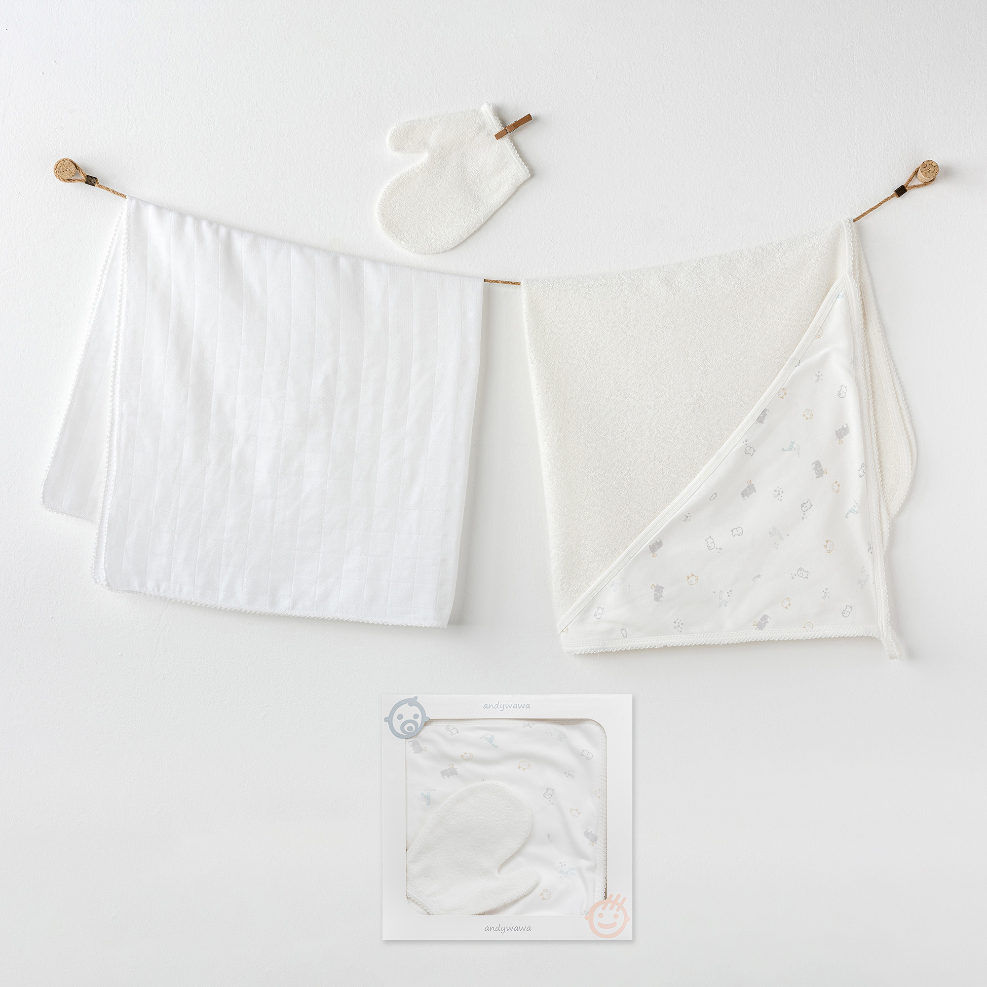 Bebek Havlu Takim 3 Pcs Towel Muslin Set Basic