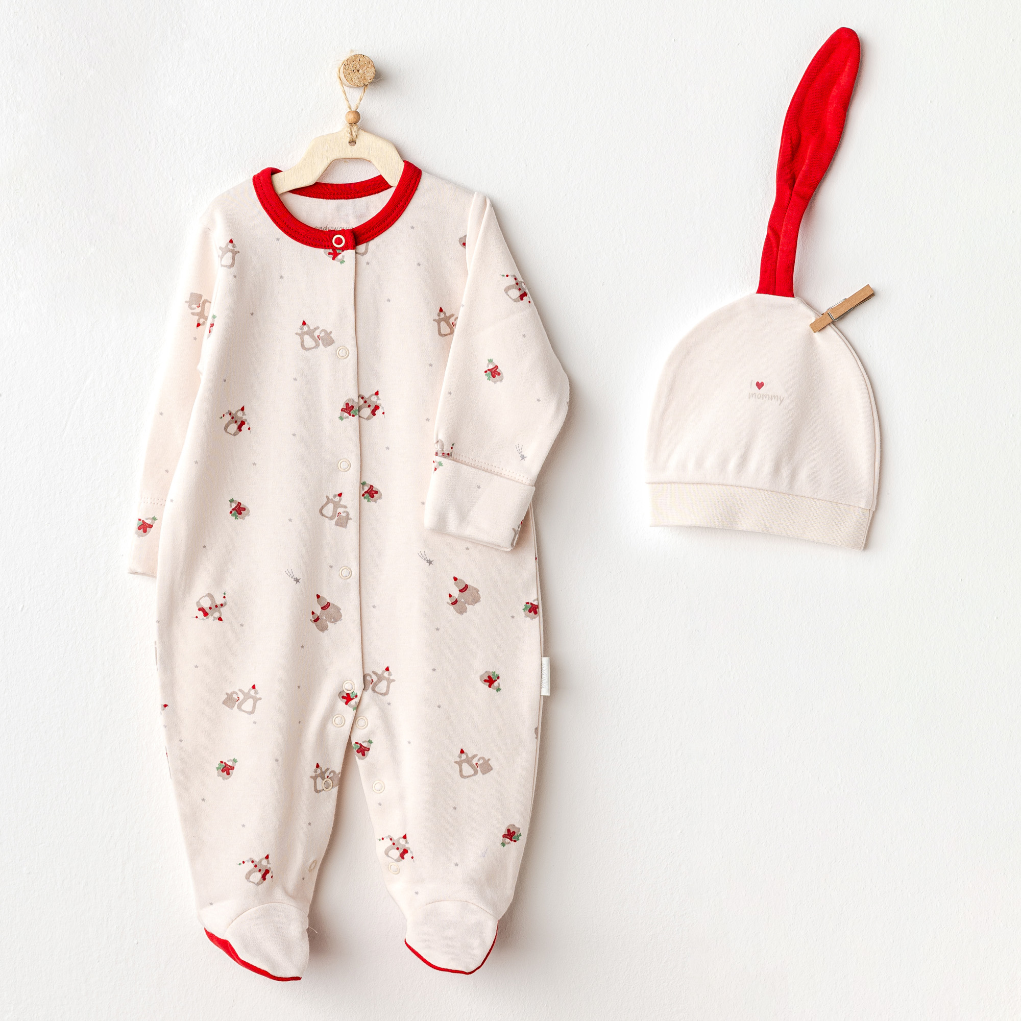 Bebek Tulum Takim Romper Hat Set Penguin
