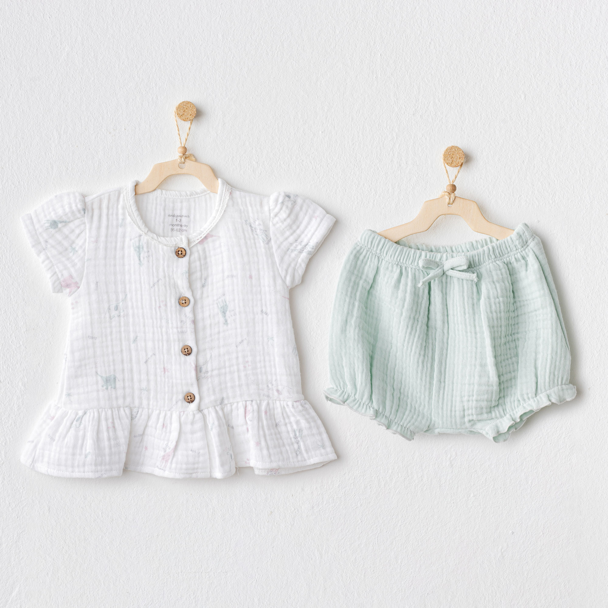 Bebek Takim 2 Pcs Set Love Family Muslin