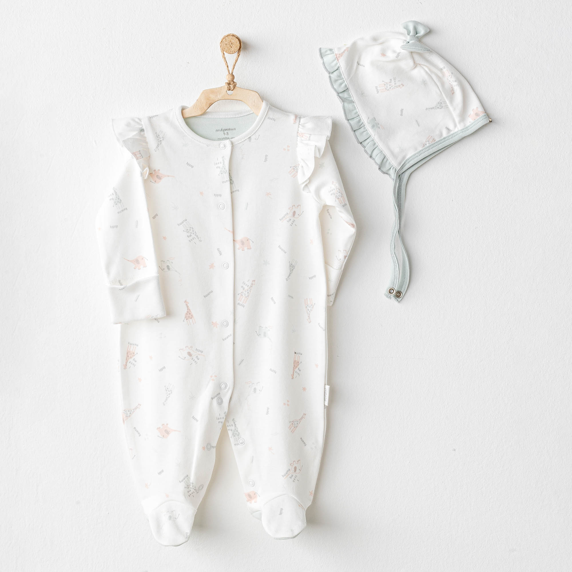 Bebek Tulum Takim Romper Hat Set Love Family