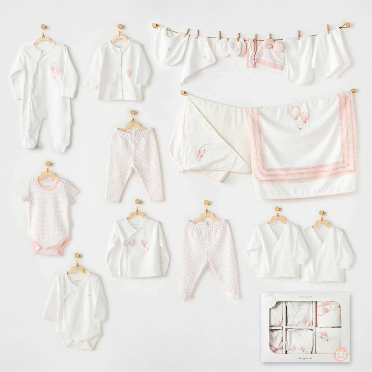 Bebek Hastane Çikişi 20 Pcs Newborn Set Pink Baloons