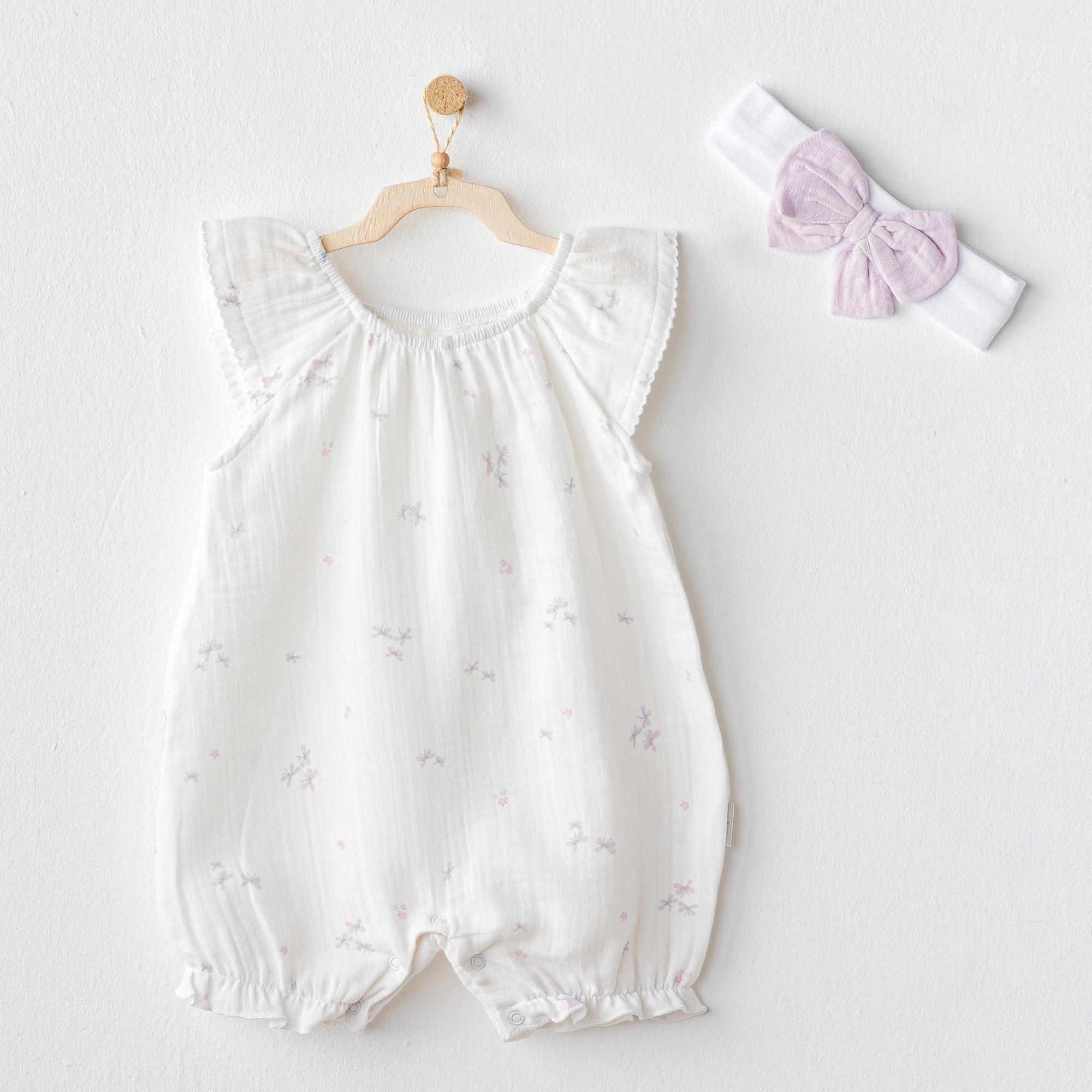 Bebek Tulum Takim Romper Band Set Magical Butterfly Muslin