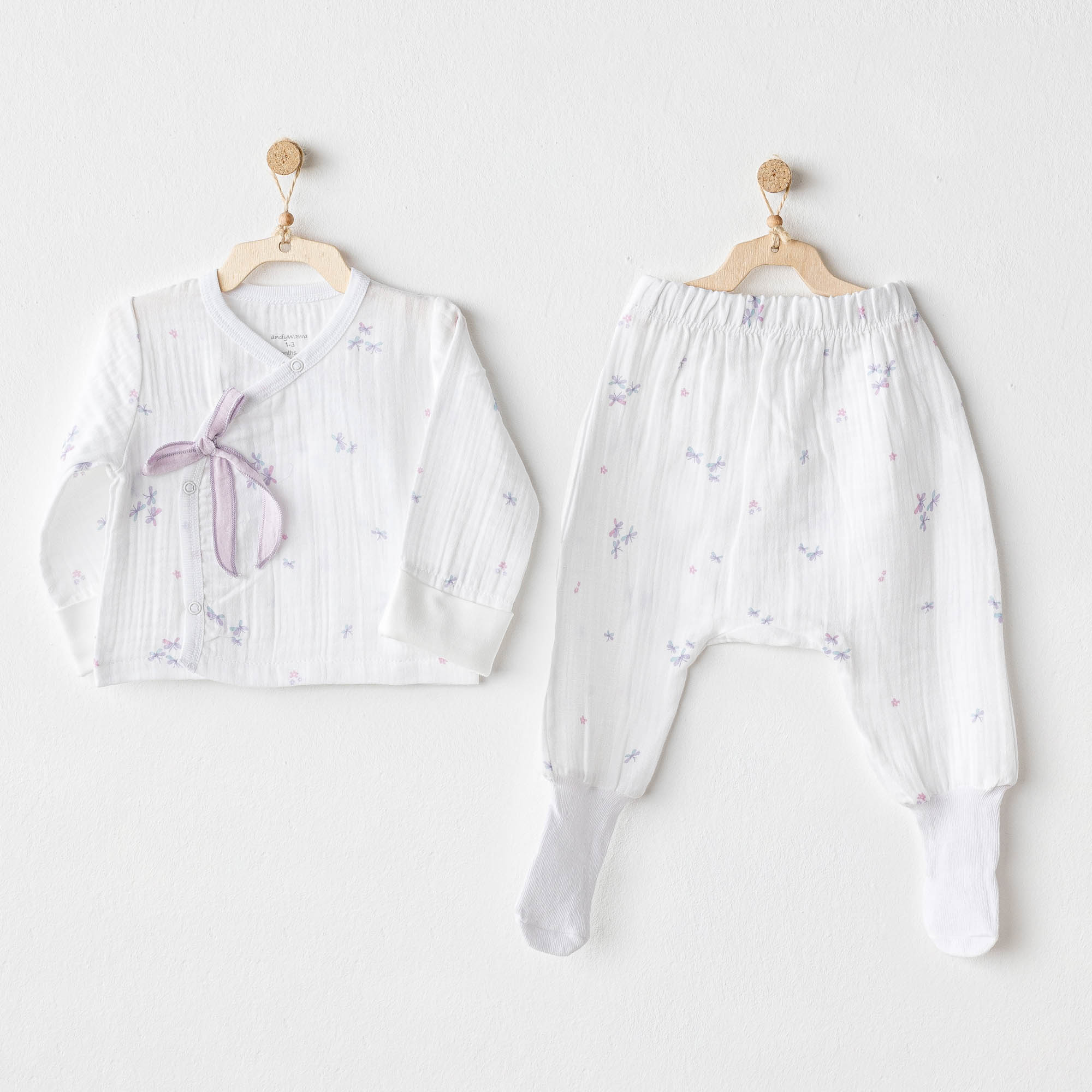 Bebek Zibin Set 2 Pcs Side Snap Set Magical Butterfly Muslin
