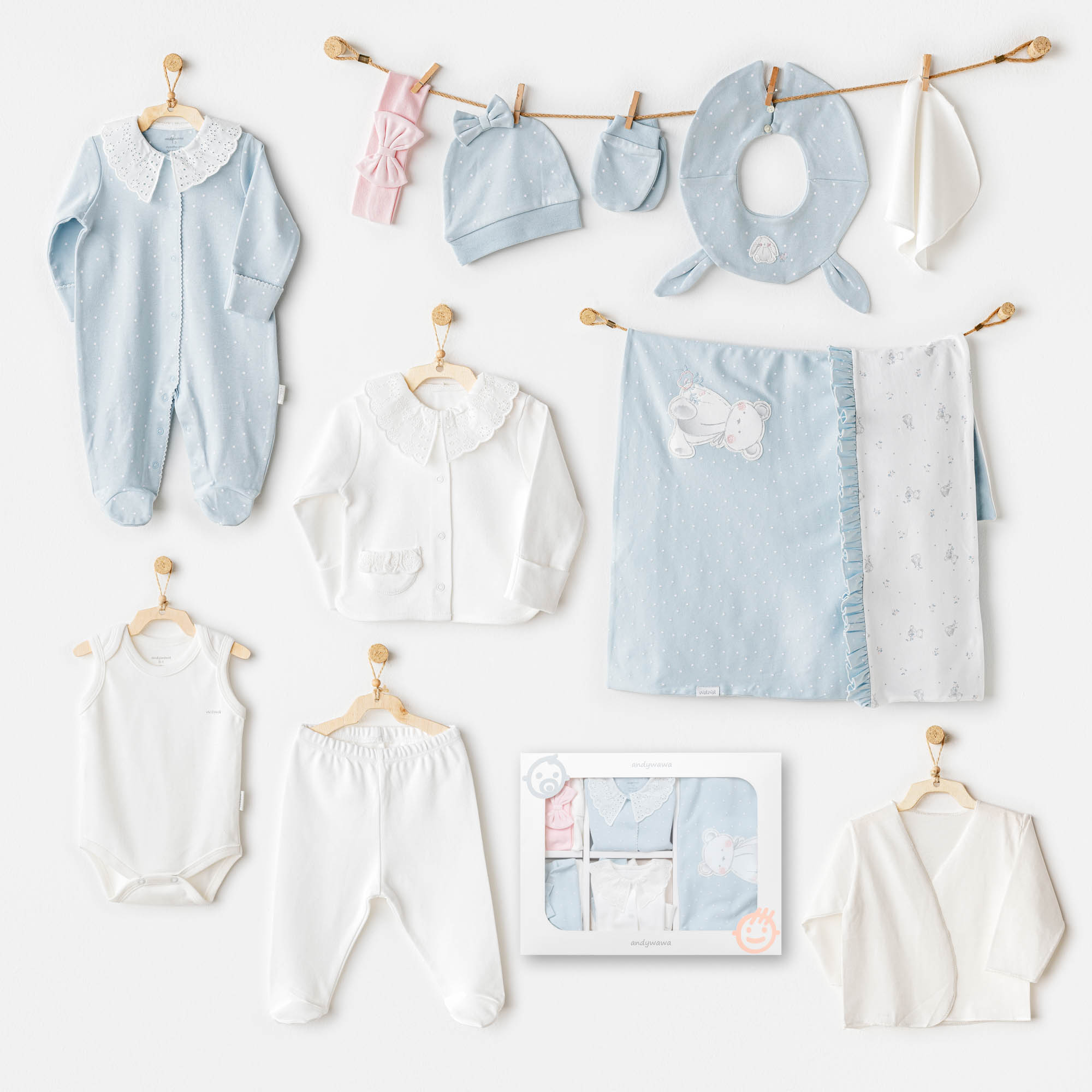 Bebek Hastane Çikişi 10 Pcs Newborn Set Cuddly Bunny Bear