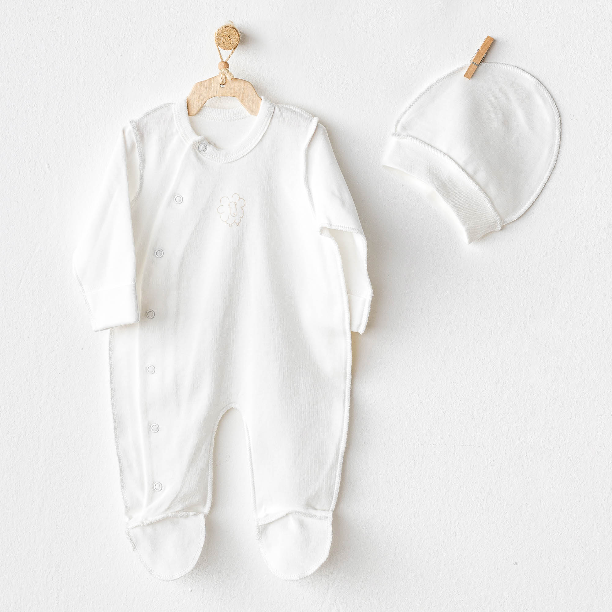 Bebek Tulum Takim Romper Hat Set Organic Premature Line