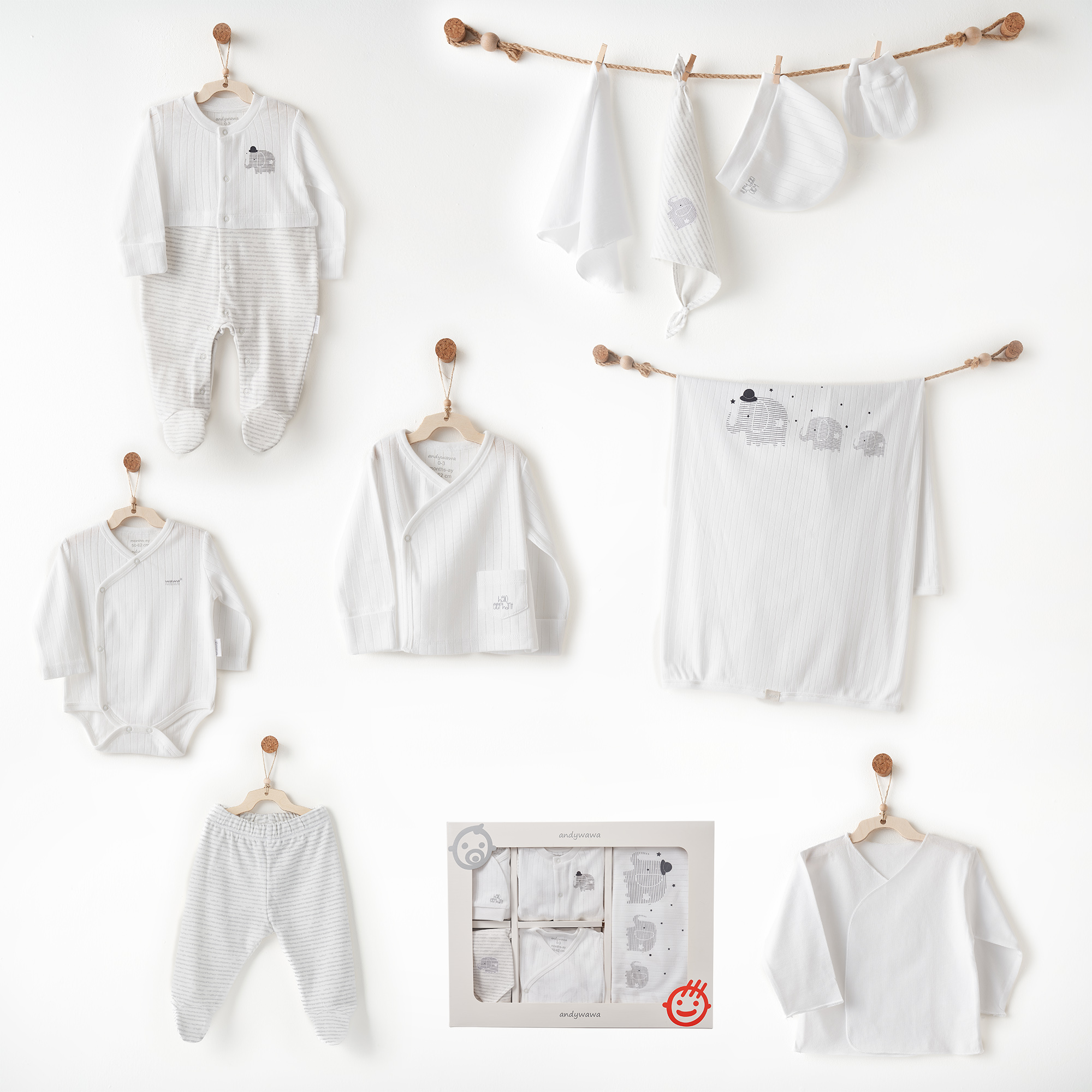 Bebek Hastane Çıkışı 10 Pcs Newborn Set Hello Elephant
