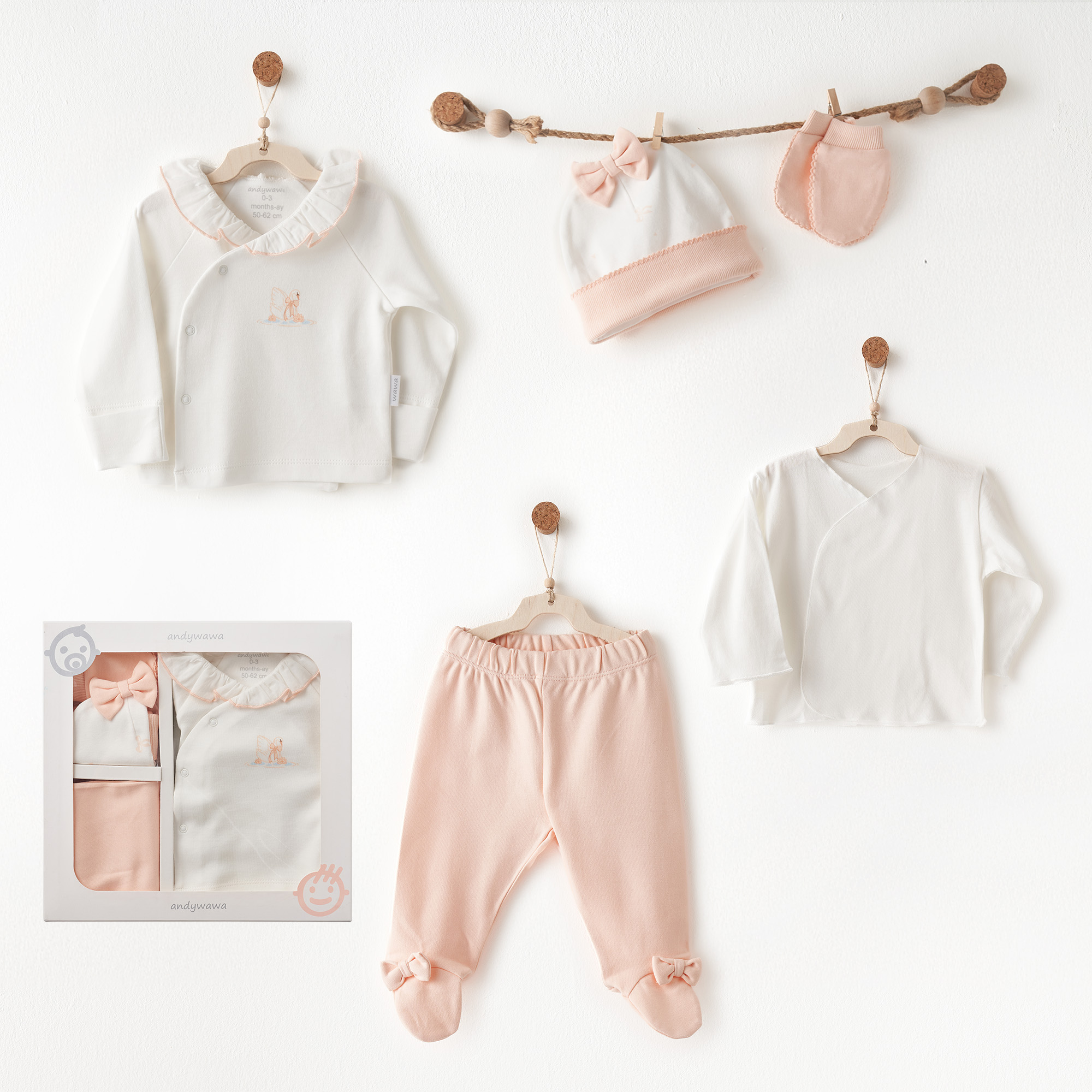 Bebek Hastane Çıkışı 5 Pcs Newborn Set Lıttle Swan Love