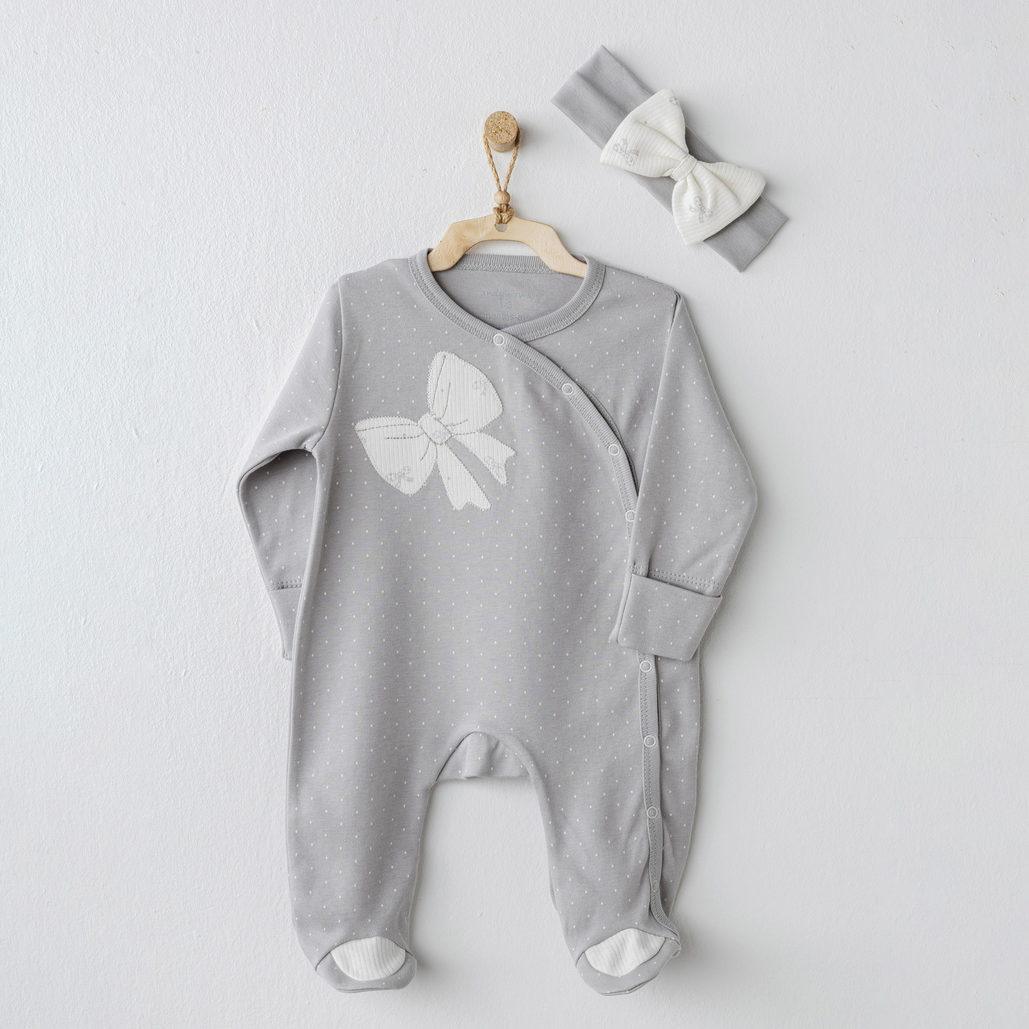 Bebek Tulum Takim Romper Band Set Baby Bow Bliss