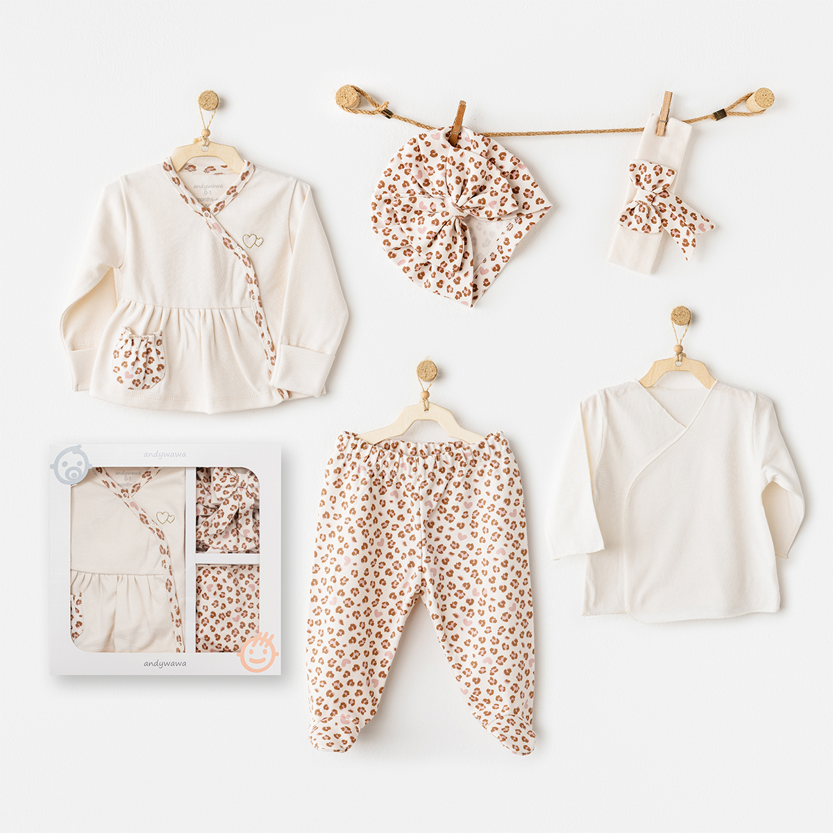 Bebek Hastane Çikişi 5 Pcs Newborn Set Little Leopard