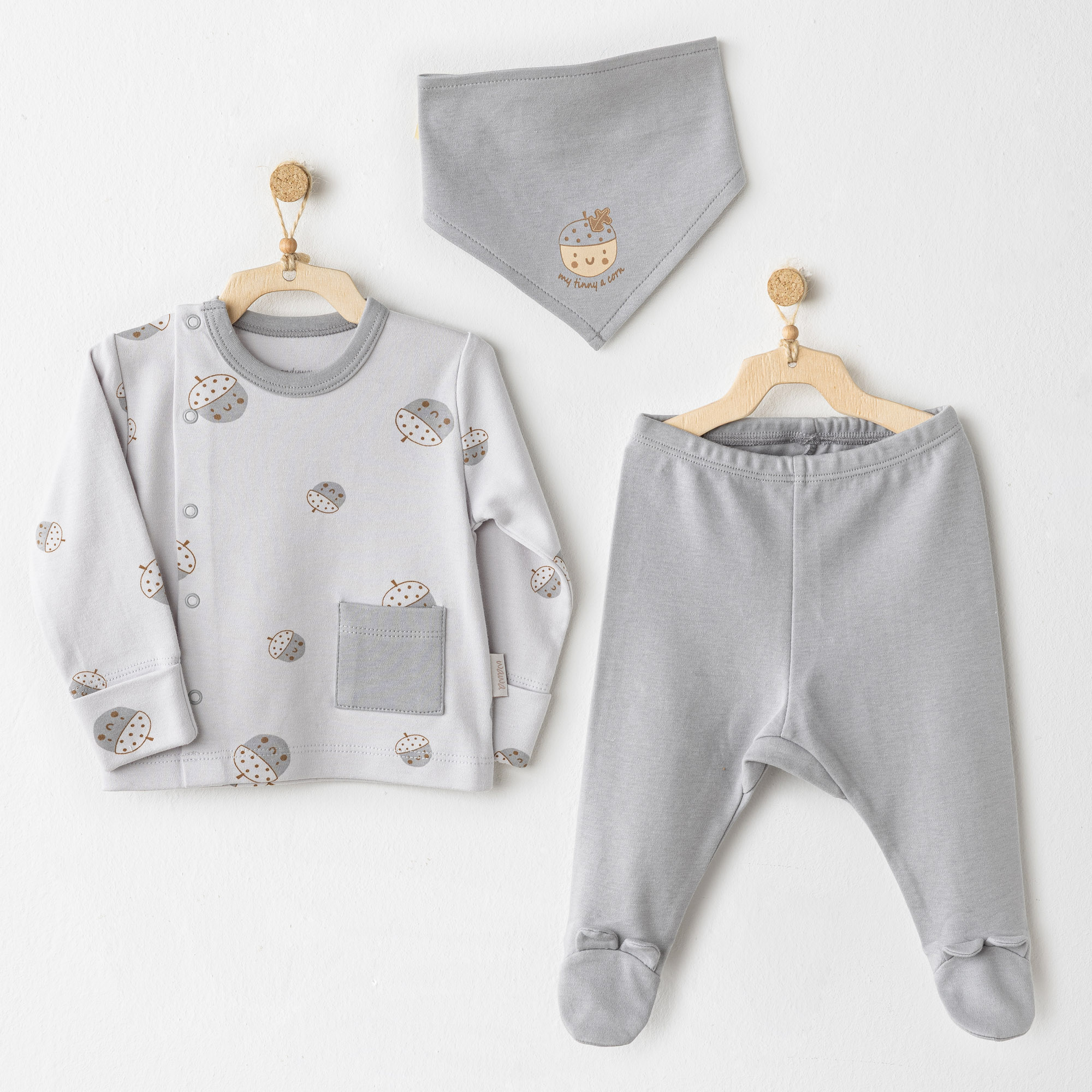 Bebek Zibin Takim 3 Pcs Side Snap Set Hello Autumn