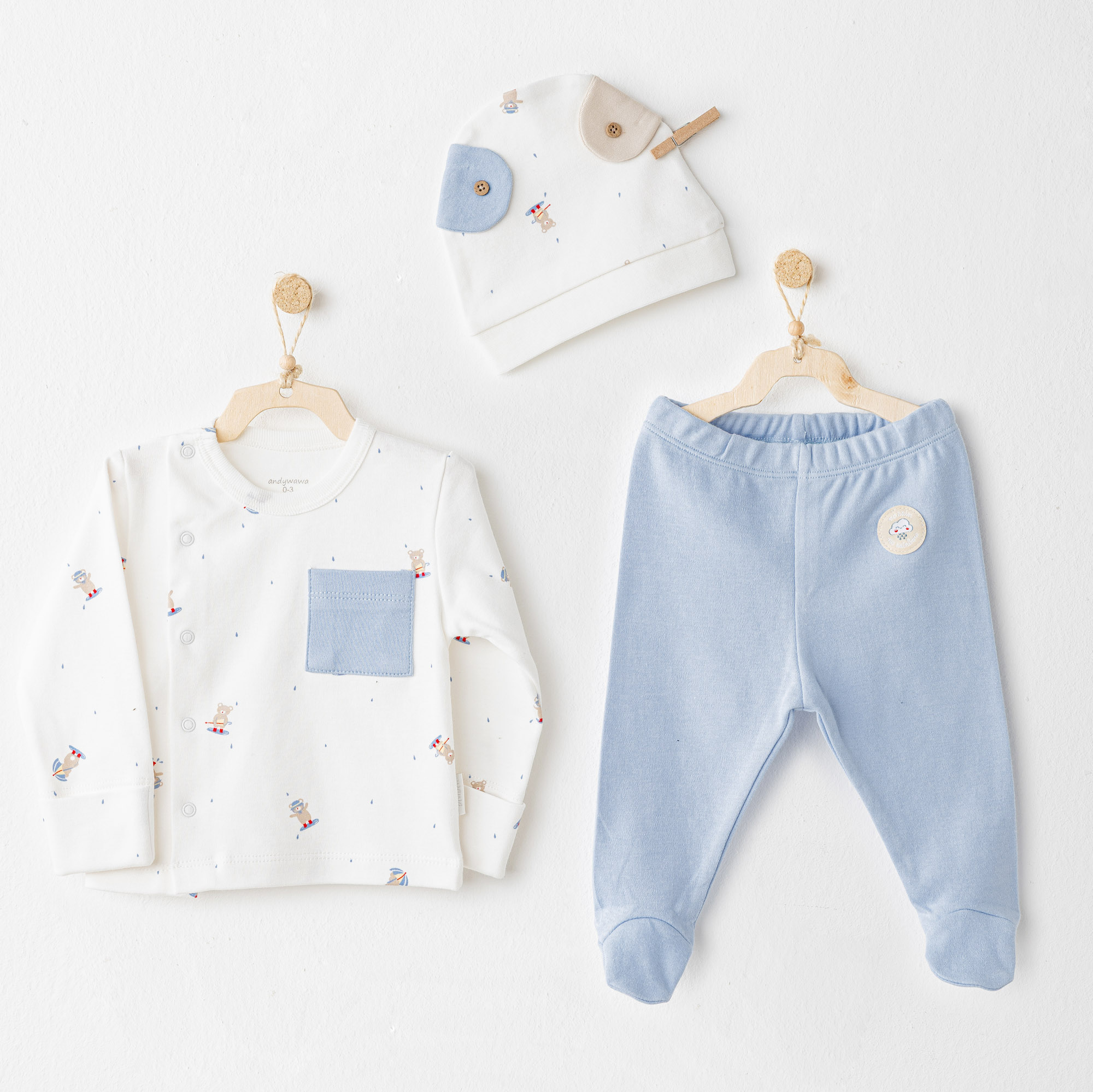 Bebek Zibin Takim 3 Pcs Side Snap Set Rainbow