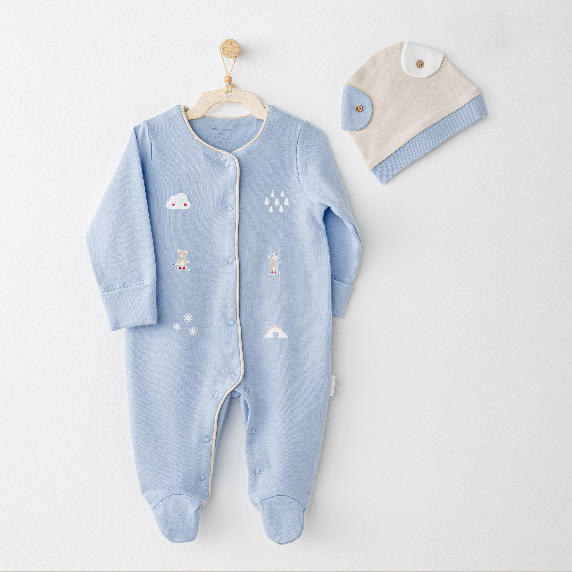 Bebek Tulum Takim Romper Hat Set Rainbow