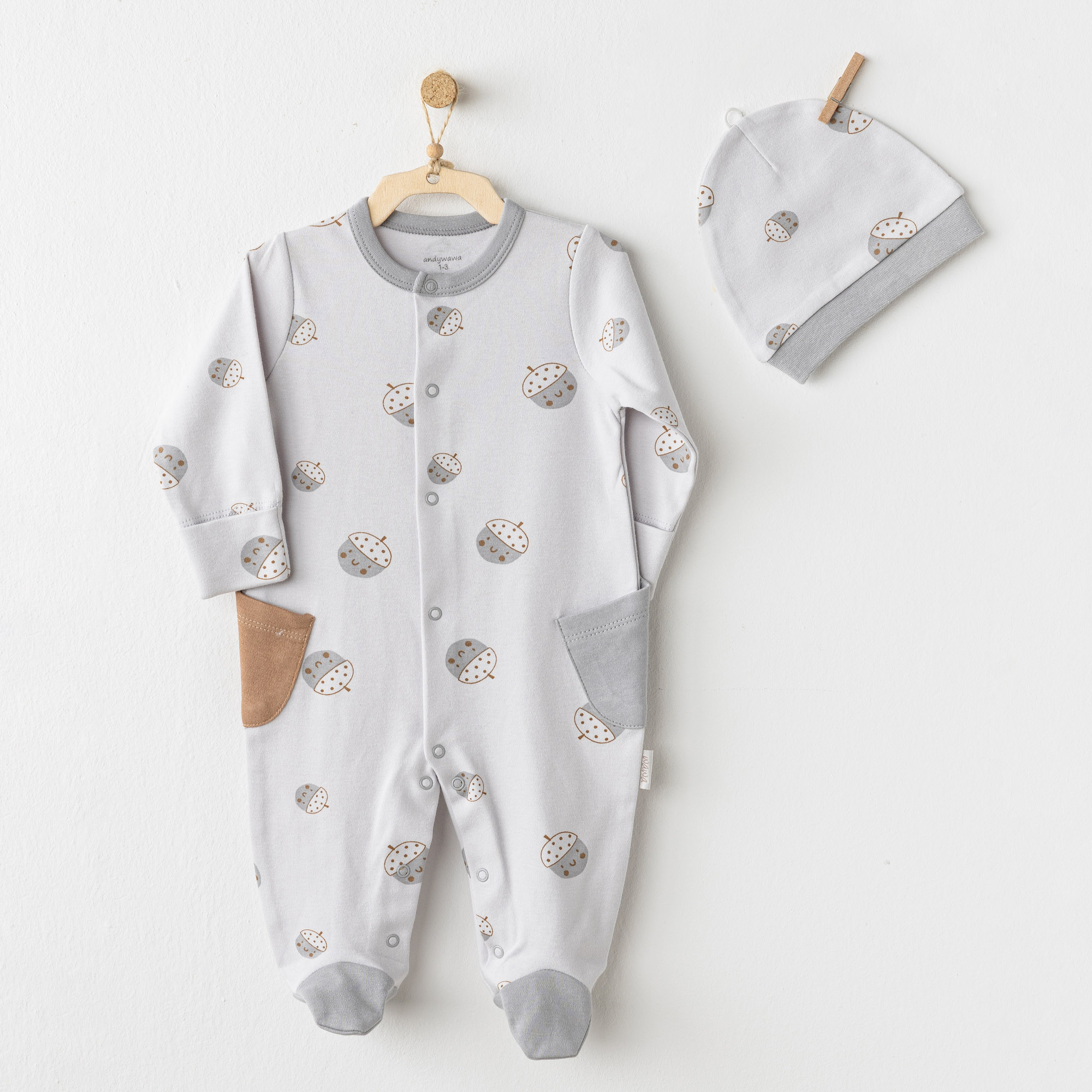 Bebek Tulum Takim Romper Hat Set Hello Autumn