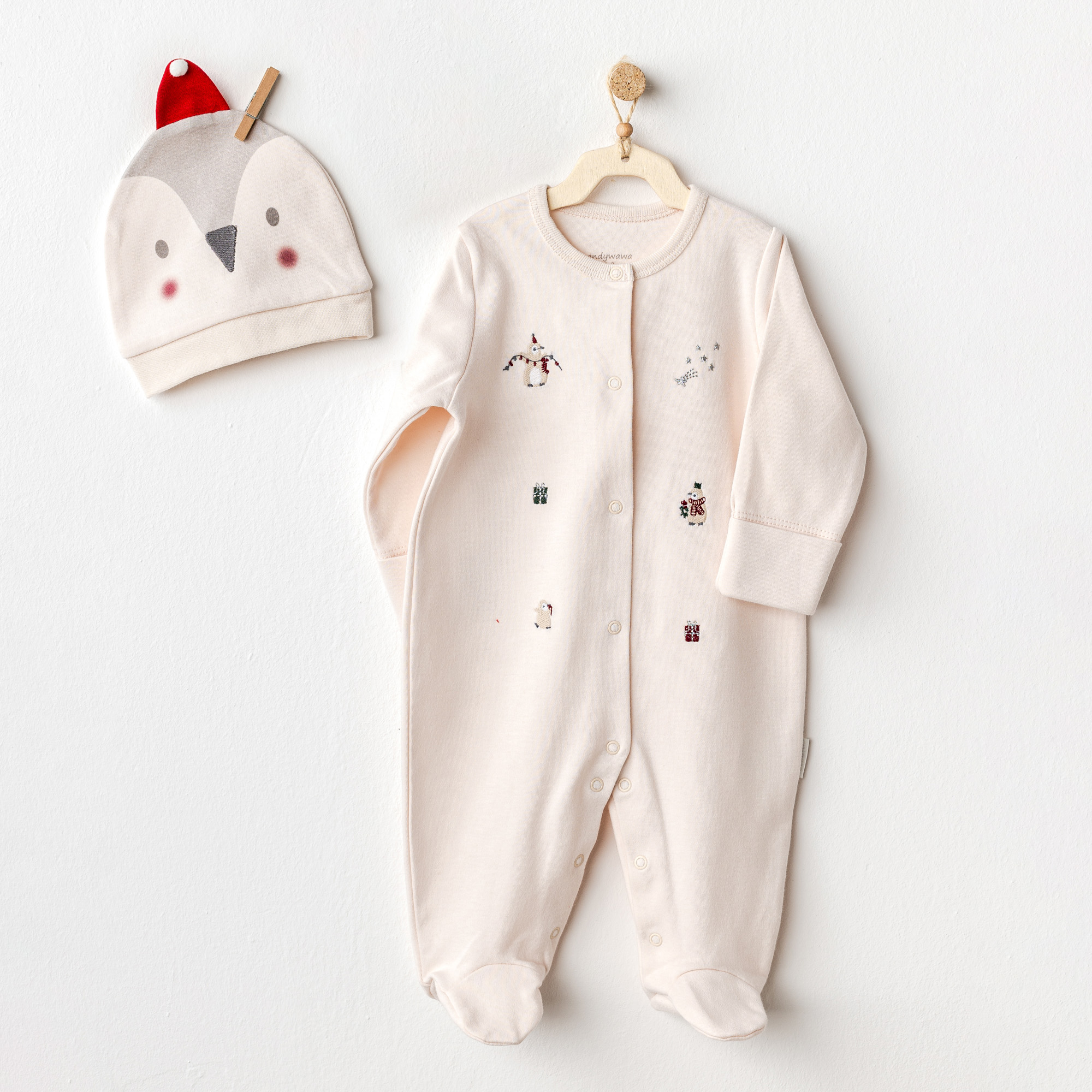Bebek Tulum Takim Romper Hat Set Penguin