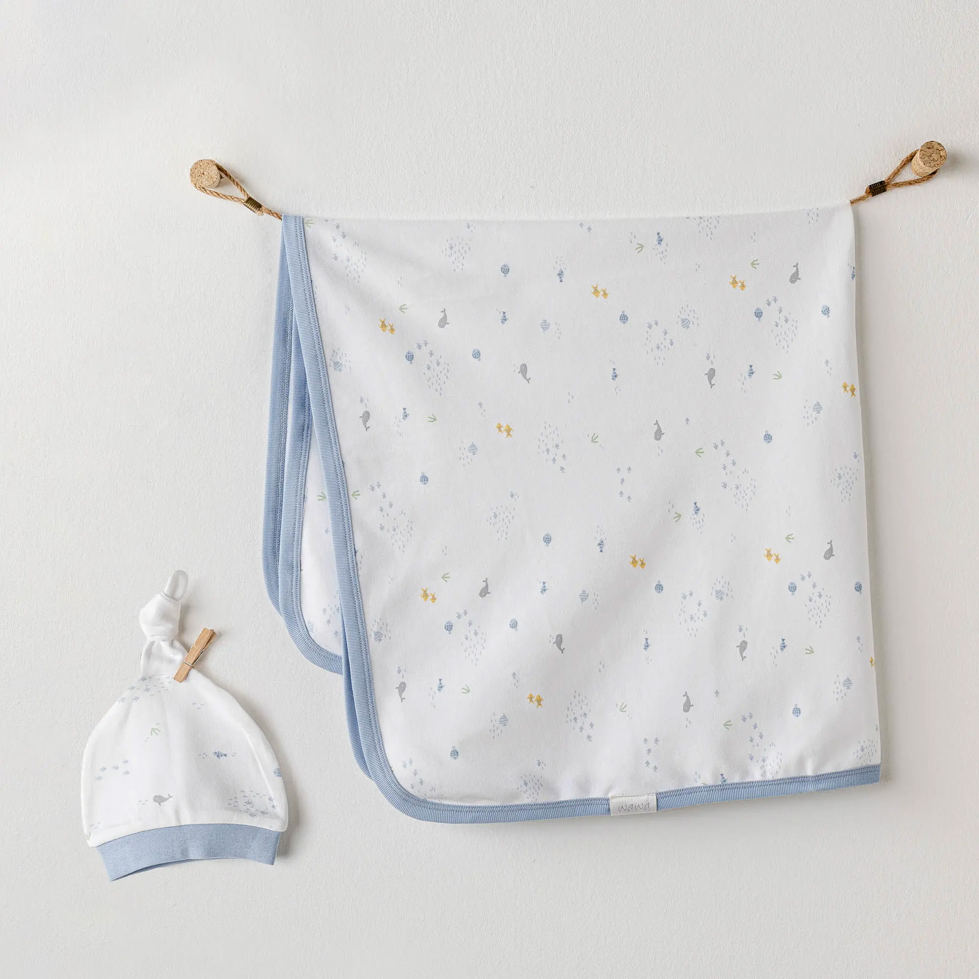 Bebek Battaniye Şapka Takim Blanket Hat Set 85X90 Ocean Is My Happy Place