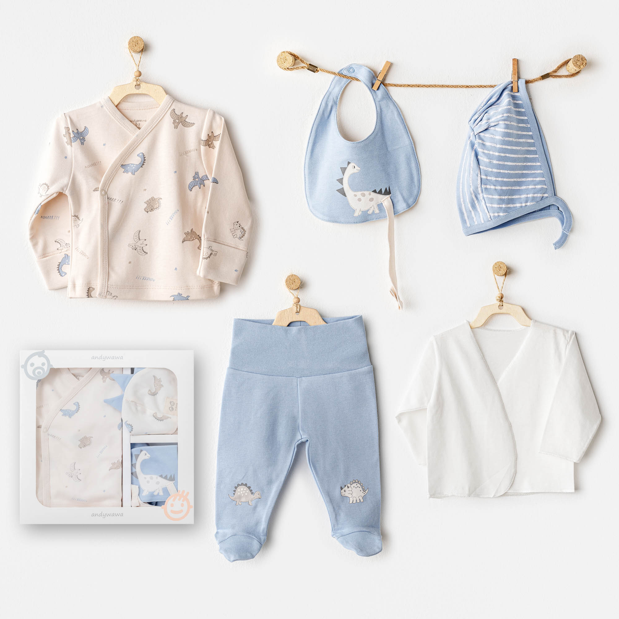 Bebek Hastane Çikişi 5 Pcs Newborn Set Dino