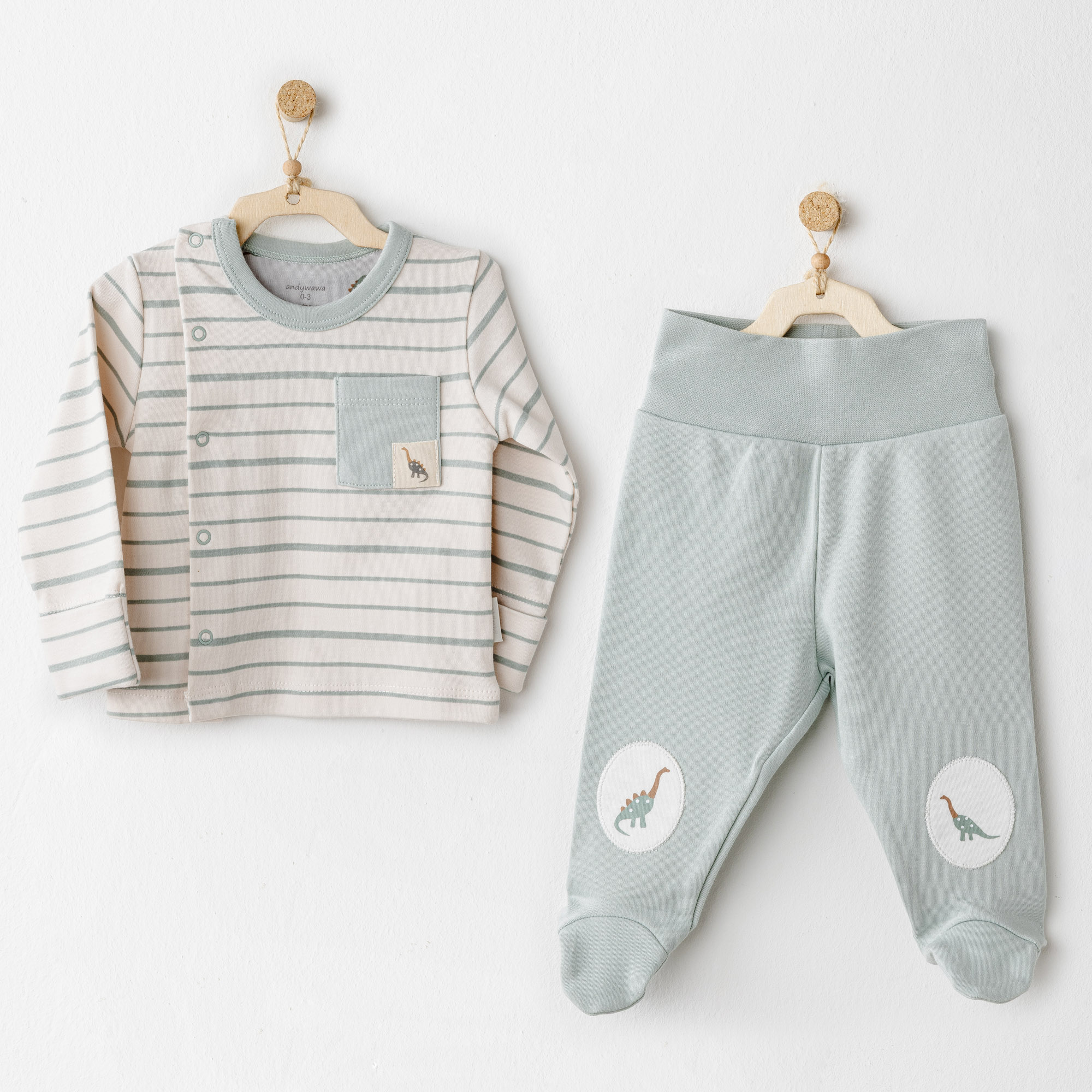 Bebek Zibin Takim 2 Pcs Side Snap Set Mummy S Snuggle Saurus