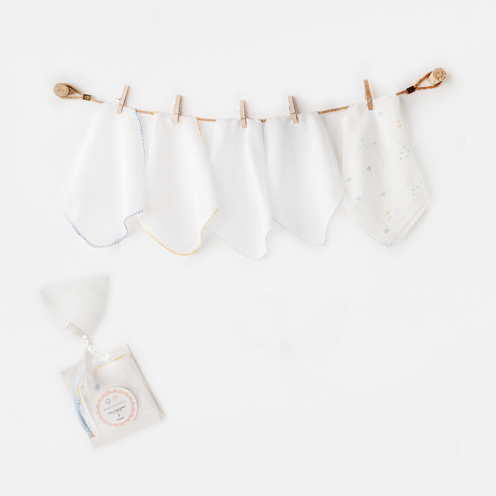 Bebek Ağız Mendili 5 Pcs Washcloths 20x20 Ocean Is My Happy Place Muslın