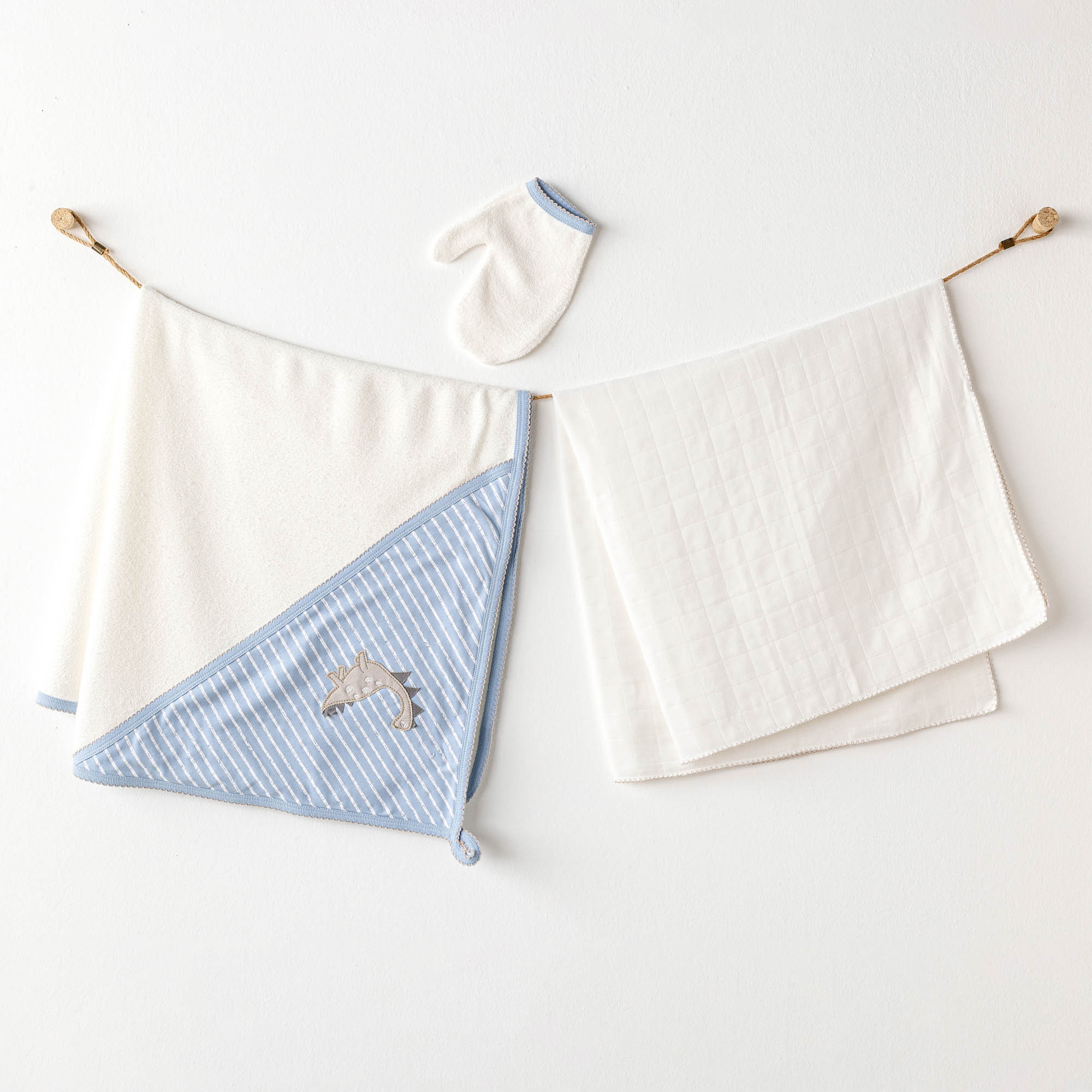 Bebek Havlu Takım 3 Pcs Towel Muslın Set Dıno