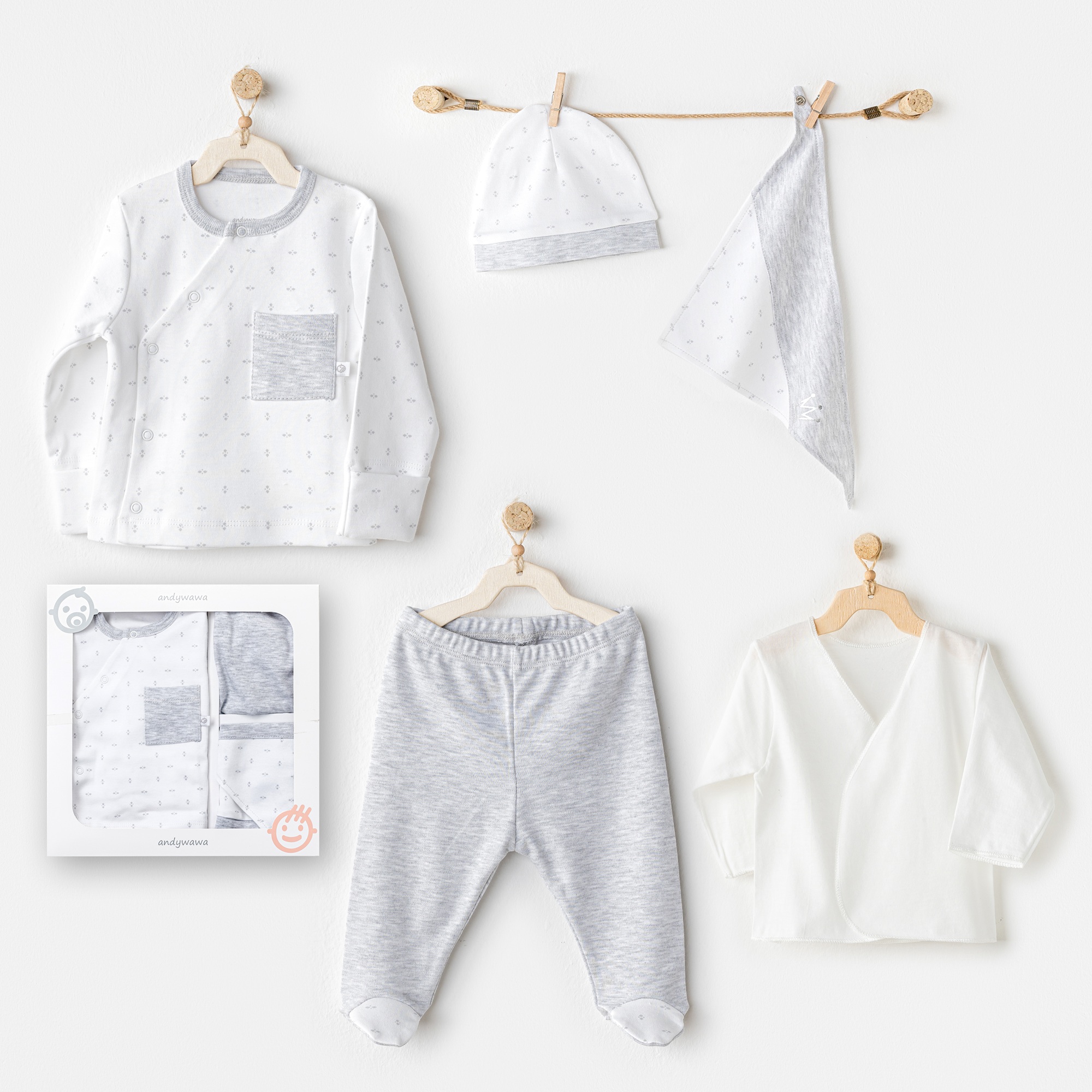 Bebek Hastane Çıkışı 5 Pcs Newborn Set Wawa Boys