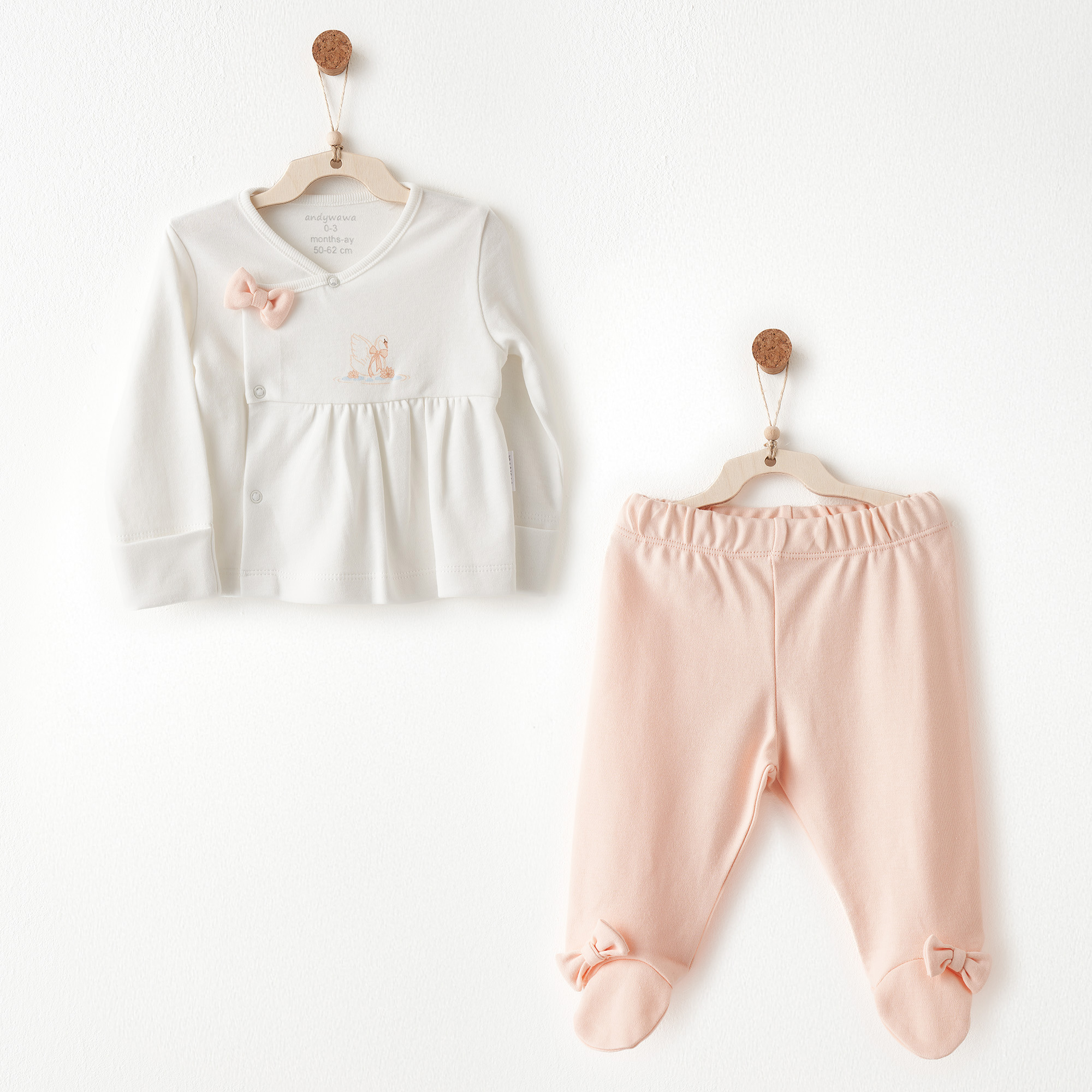 Bebek Zıbın Takım 2 Pcs Sıde Snap Set Lıttle Swan Love