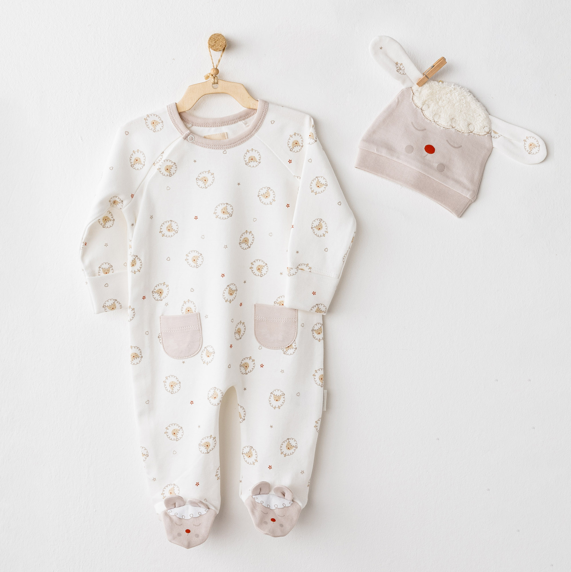 Bebek Tulum Takım Romper Hat Set Tınny S Sheeps