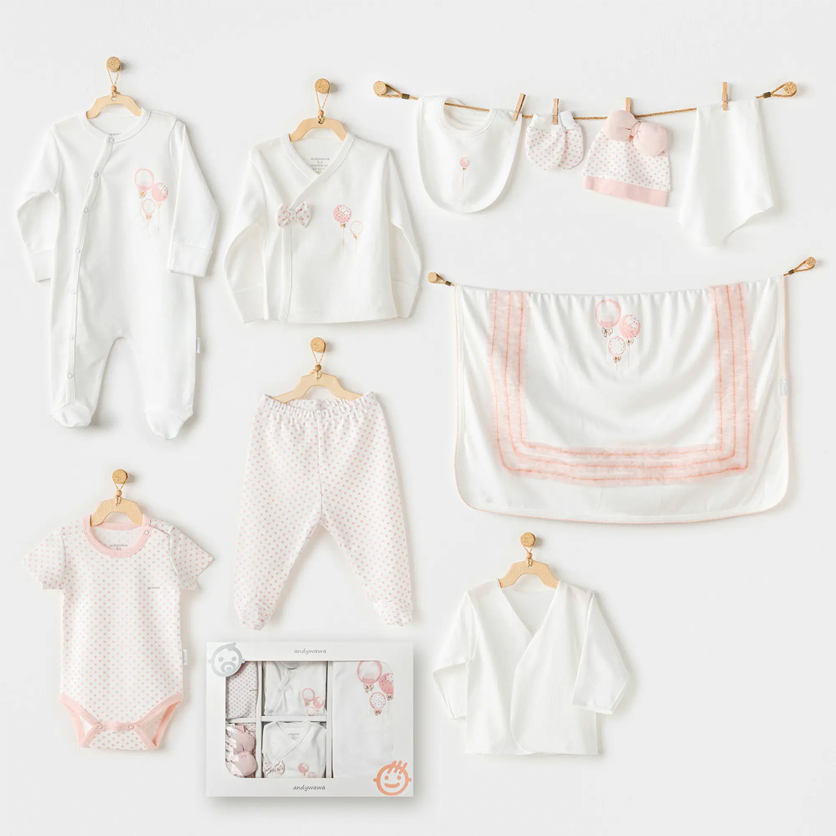 Bebek Hastane Çıkışı 10 Pcs Newborn Set Pınk Baloons
